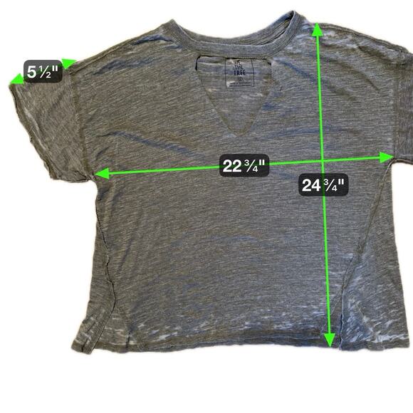 We The Free Free People Olive Distressed Cutout Tee Top Size S Oversized Boho - Picture 9 of 9